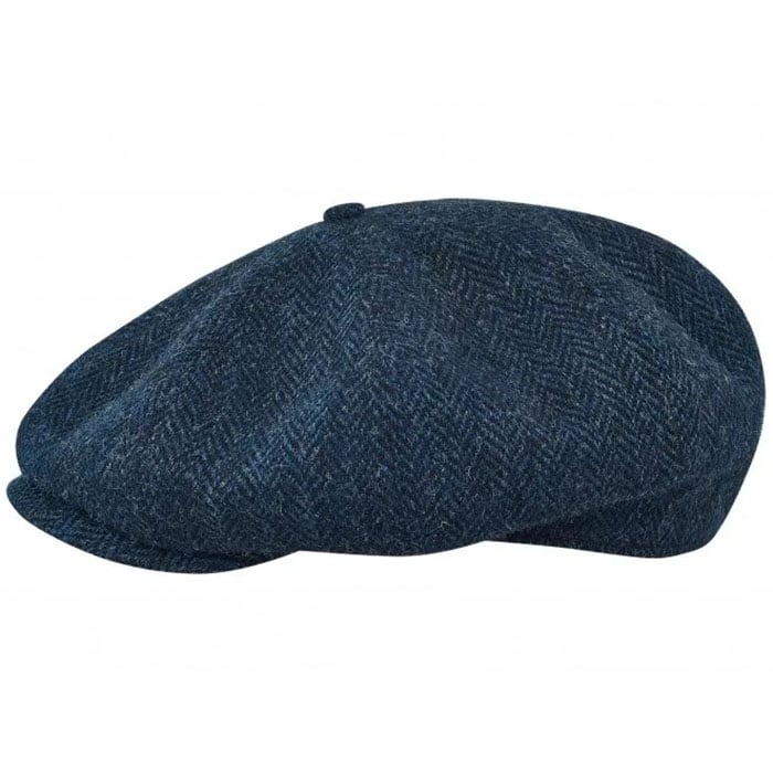 Scottish Harris Tweed 8 Panels Man Cap Blue