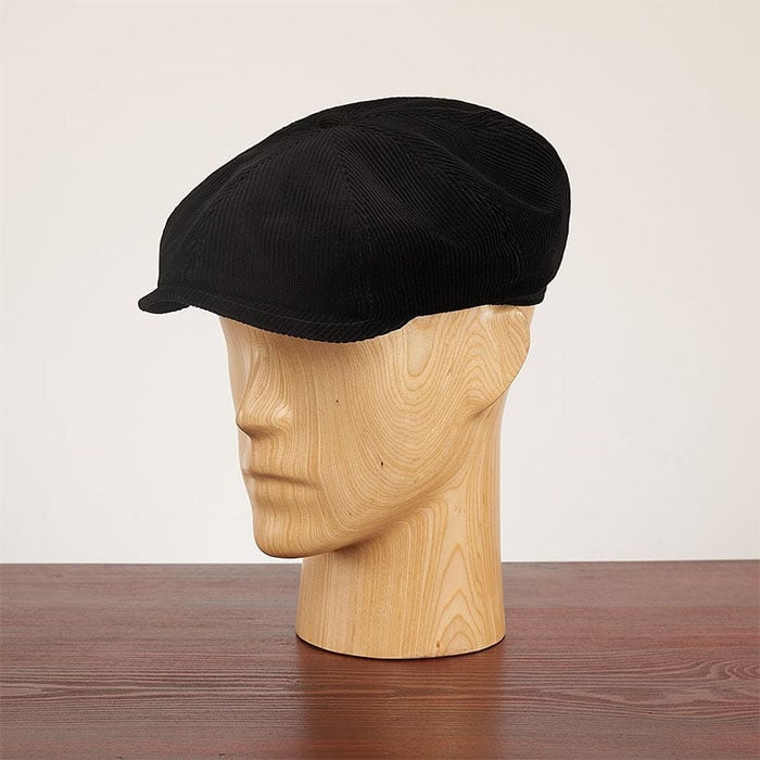 Corduroy 8 Panels Cap-Black