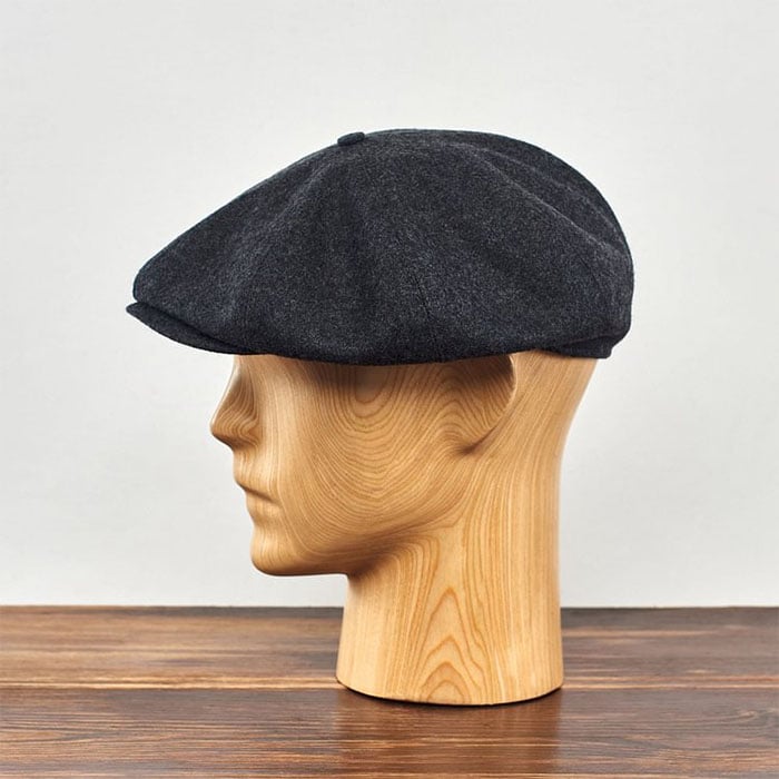 Peaky Blinders Scottish Harris Tweed 8 Panels Man Cap Black Grey