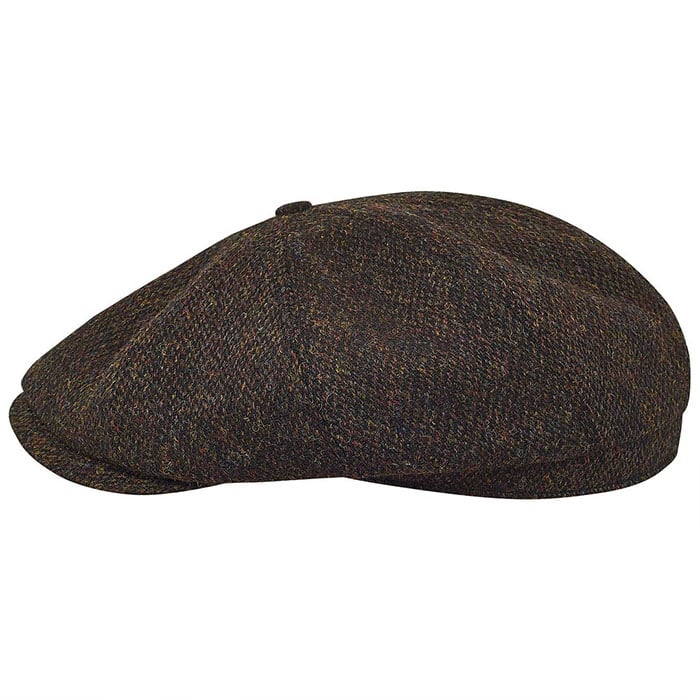 PEAKY CAPS Scottish Harris Tweed 8 Panels Man Cap Brown