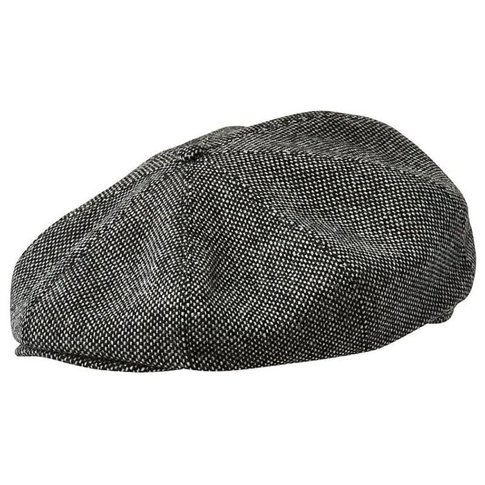 Peaky Blinders Wool Scottish Harris Tweed 8 Panels Man Cap Black-White