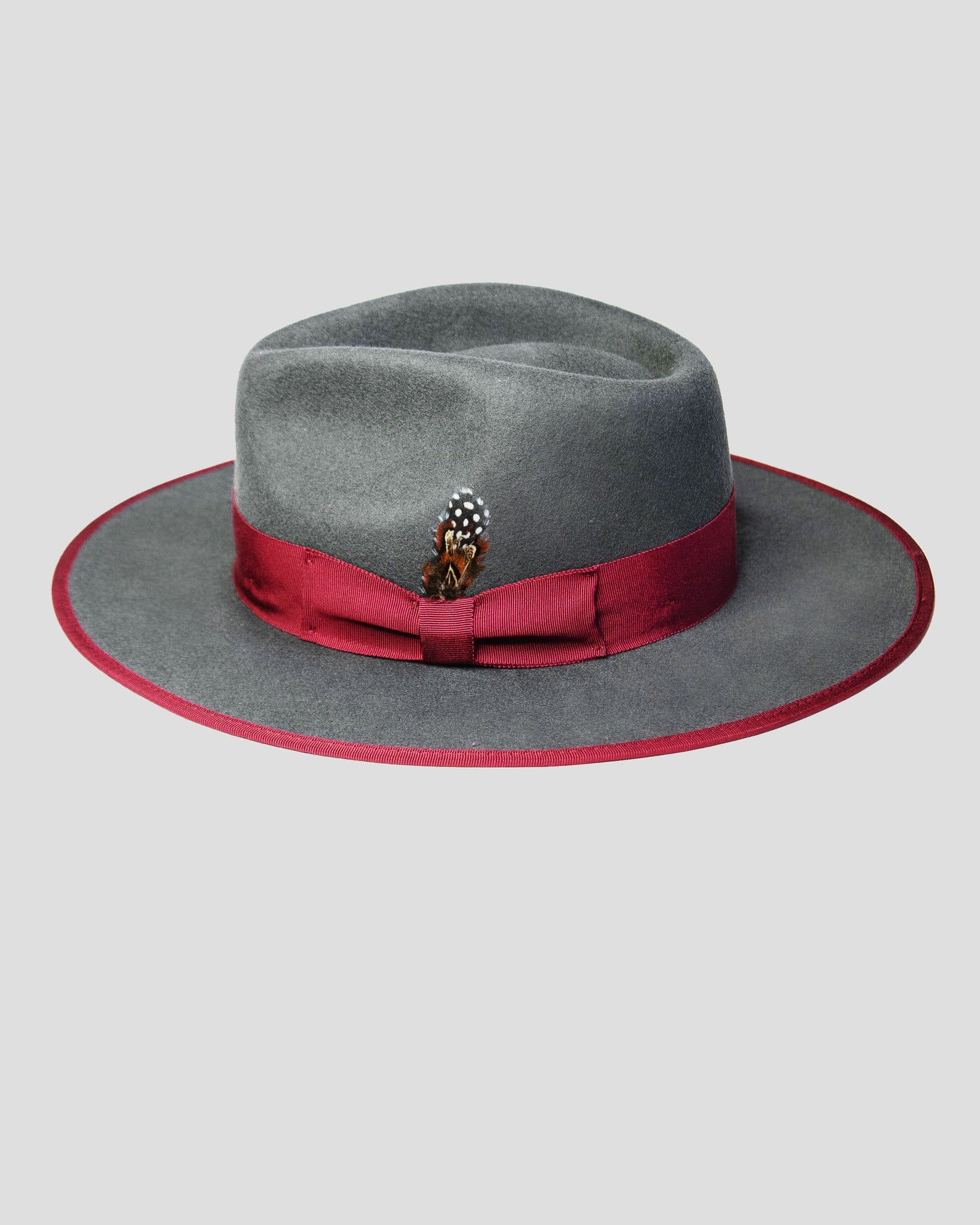 Ferguson Fedora Hat - Slate + Burgundy