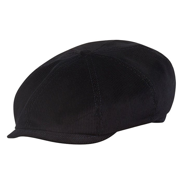 Corduroy 8 Panels Cap-Black