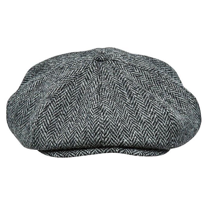 Peaky Blinders Scottish Harris Tweed 8 Panels Man Cap Gray-Black