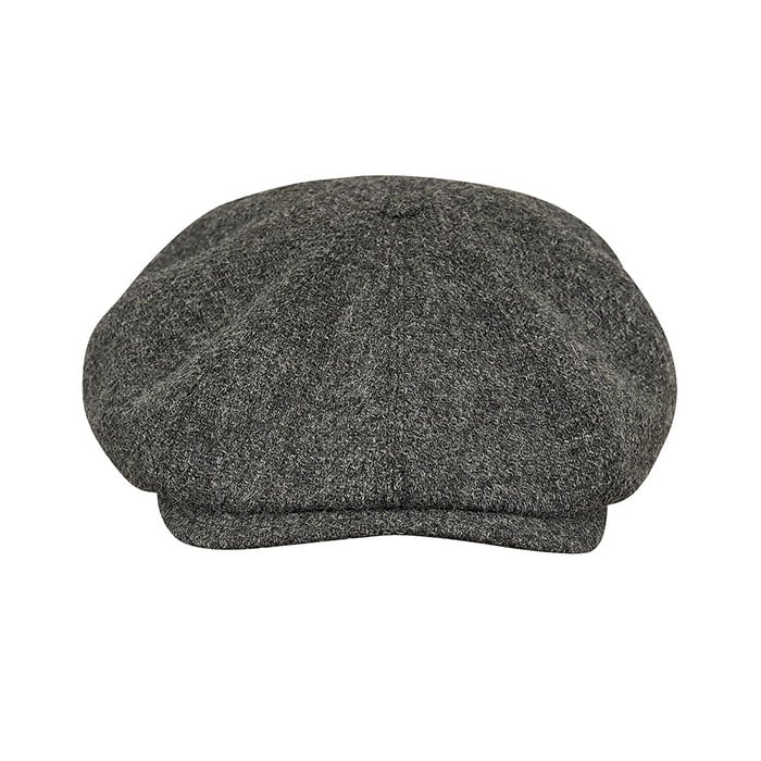 Peaky Caps Scottish Harris Tweed 8 Panels Man Cap Mid Gray