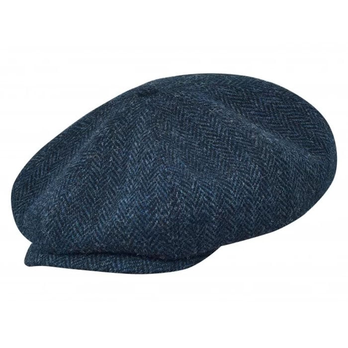 Scottish Harris Tweed 8 Panels Man Cap Blue