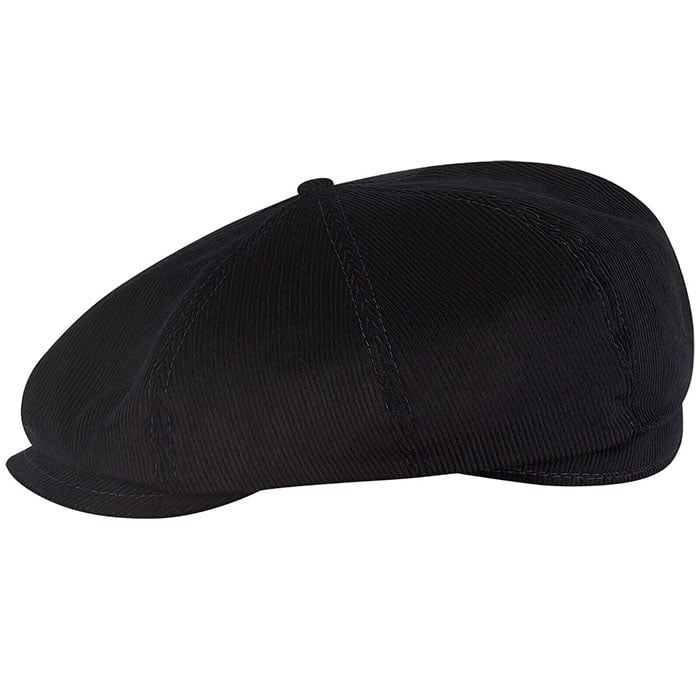 Corduroy 8 Panels Cap-Black