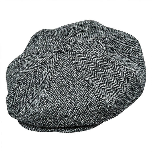 Peaky Blinders Scottish Harris Tweed 8 Panels Man Cap Gray-Black