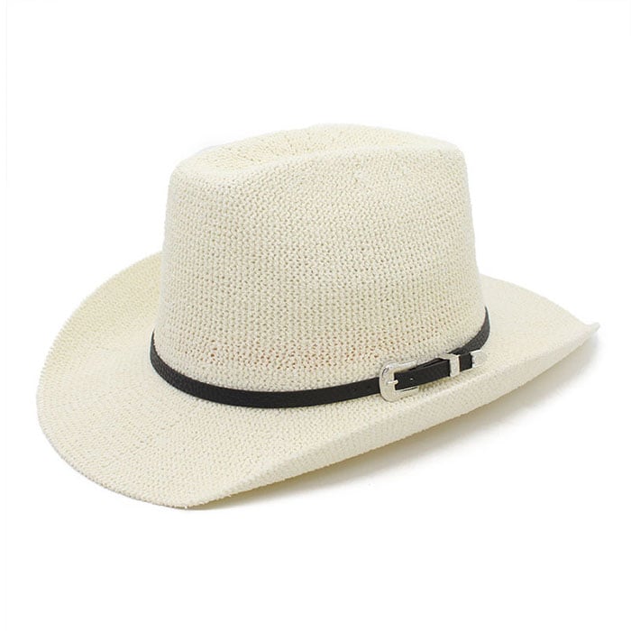 Collapsible Raffia Straw Trilby Fedora