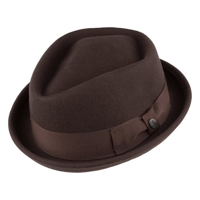 Jaxon James Crushable Diamond Crown Pork Pie Hat Brown NONOHATS