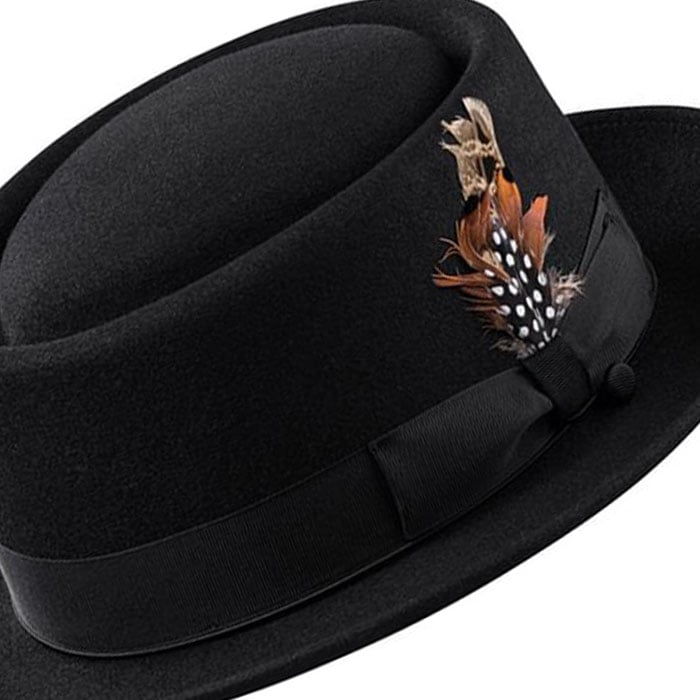 Porkpie Oak Hat-Black